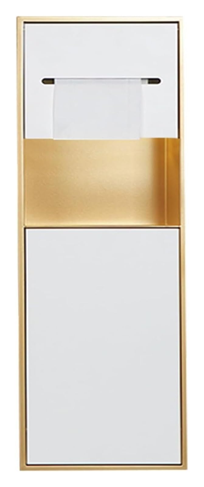Portarrollos Empotrado, Nicho empotrable Tres en uno de Acero Inoxidable con o sin luz(Gold,616x196x125mmWithout)