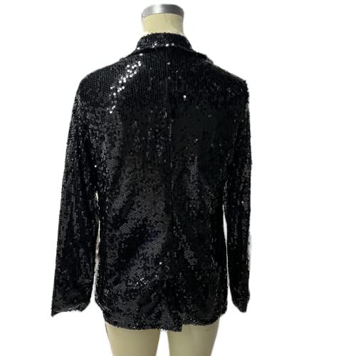 Women’s Sequin Blazer Long Sleeve Sparkle Jacket Work Office Lapel Open Front Jacket Casual E-Girl Streetwear Coat4