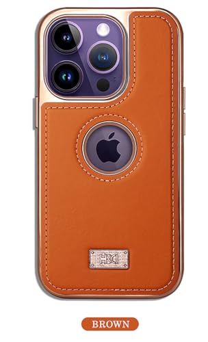 Image of BOUNCEBACK Faux Leather Electroplated Logo Cut Back Case /Cover for iPhone 16 Pro - Brown
