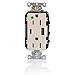 Leviton T5633-HGT Heavy-Duty Hospital Grade, Tamper Resistant, Type A-C USB Charger Receptacles, 15 Amp, Light Almond