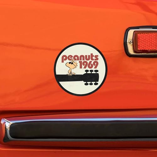 Image of Peanuts 1969 Guitar Adhesive Vinyl Decal | Iconic Peanuts Sticker for Record Player, Laptop, or Skateboard