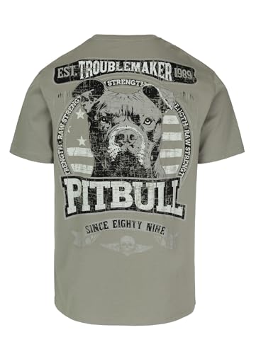 PITBULL - Camiseta para Hombres Troublemaker, algodón 170g, Moda Urbana, Camiseta con Motivo, Cuello Redondo, Corte Regular, Camiseta de Fitness de Manga Corta para el día a día