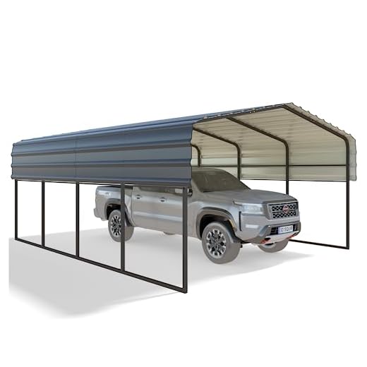 HOMMOW 12'x20' Heavy Duty Carport, Multi-Purpose Car Shade Shelter with Galvanized Steel Roof, Upgraded Extra Large Metal Garage for Car, Boats and Tractors