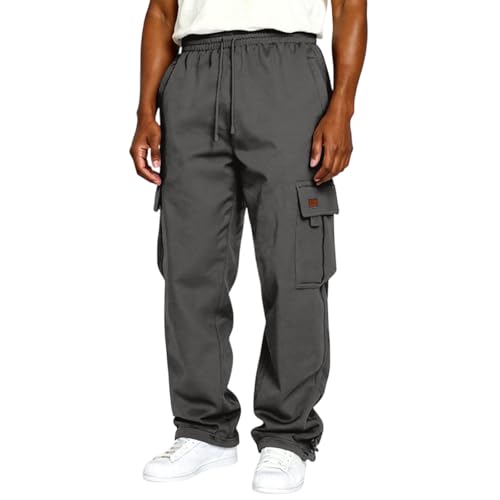 WENKOMG1 Mens Casual Sweatpants, Athletic Elastic Waist Open Bottom Jersey Cargo Jogger Sweatpants with Pockets, S-2XL