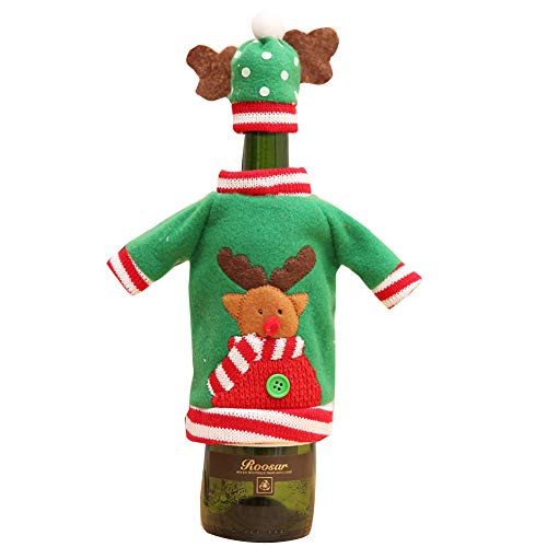 Majome Trui voor wijnflessen, Kerstmis, wijnflesafdekking, met hoed voor kerstfeesten.