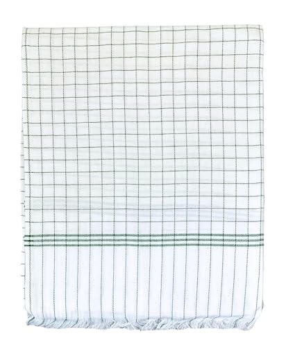 Image of 100% Cotton Soft Beautiful Plain Chek Single Bed Size Skin Friendly Summer AC Blanket /Khes /Dohar /Top Sheet Set /Chadar (Green&White)