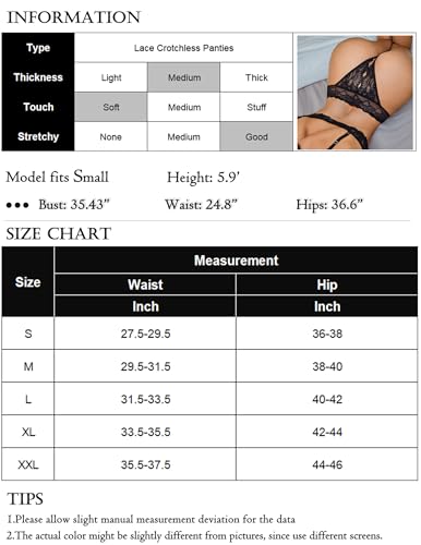 Image of Avidlove Sexy Panties for Women Lace Cheeky Underwear Low Rise T Back Hipster Thong 1-3 Pack