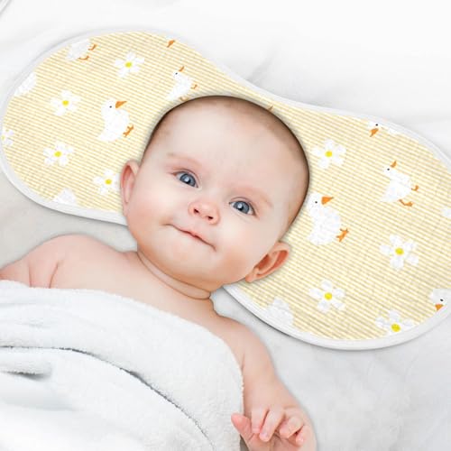Cheerful Ducks Pattern Muslin Burp Cloths for Baby 4-Layer Absorbent Cotton Large 22" x 11" Soft Spit Up Rags for Newborns Boys Girls, 4 Pack4