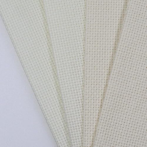 Image of KCS 4 /6 pc of 12 inch x 18 inch 30cmx45cm 16CT Counted Cotton Aida Cloth Cross Stitch Fabric (Antique White+Cream, 4 pc)