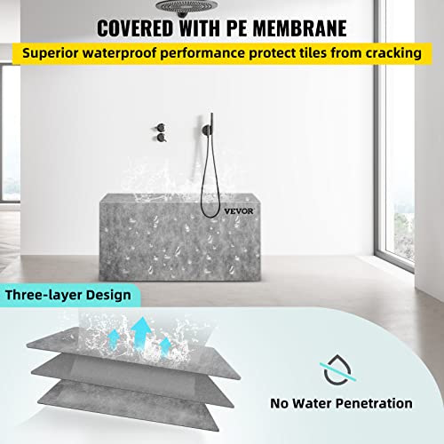 Image of VEVOR Tile Shower Seat, 38.2 inch x 11.4 inch x 20 inch Tile Shower Seat, Factory Waterproof & 100% Leak-Proof Tileable Shower Corner Seat, 440lbs Loading Rectangular Board Shower Bench, Grey