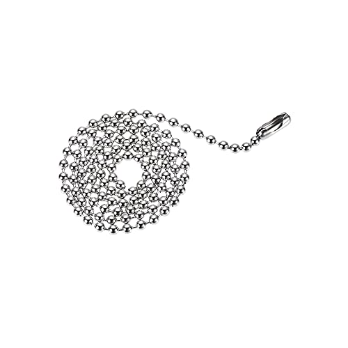 Image of uxcell Pull Chain Extension 1.64 Ft Stainless Steel 3.0mm Beaded for Light Fan 2pcs