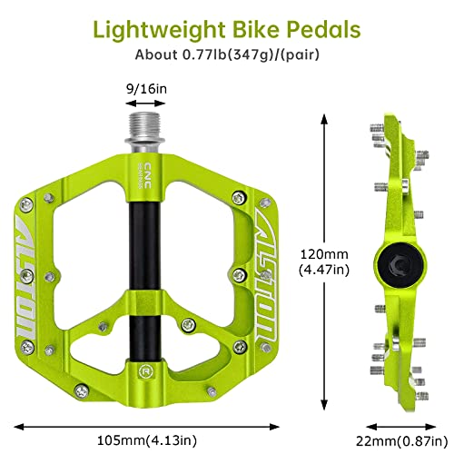 Alston Bike Pedals Bicycle Pedals Cnc Bike Platform Pedals 3 Bearings 9/16 Aluminum Alloy Bicycle Pedals Flat Pedals With Anti-Skid Nails For Bmx Mountain Road Bike #TOP1