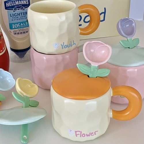 Taza de Porcelana Amarilla con Tapa y Cuchara 15 OZ miniatura 5