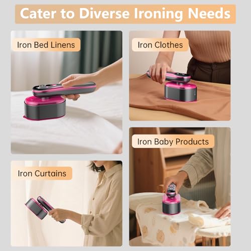 Image of Travel Steamer for Clothes, 1200W Portable Handheld Steamer for Clothes, Portable Steam with LCD Display, 10s Fast Heat-Up, 2-in-1 Powerful Wrinkle Remover for Home & Travel (Rose-bengal)