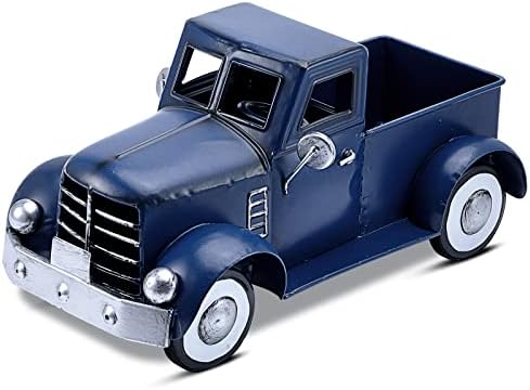 Addbliss Farmhouse Blue Truck Tabletop Decor, Vintage Car Trucks Decorations for Indoor and Outdoor, Decorative Desktop Storage, Farm Pick-up Planter