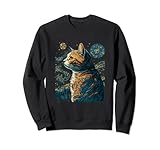 Photo Gallery baffi e notti stellate: design gatto in stile van gogh felpa Photo Gallery baffi e notti stellate: design gatto in stile van gogh felpa