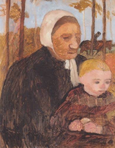 Tableau Paula Modersohn Becker reproduction paysanne et cavalier art mural 60x90cm