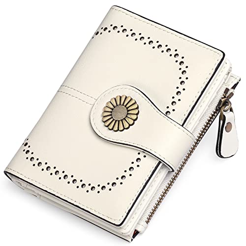 Image of SENDEFN Small Womens Wallet Leather Bifold Card Holder RFID Blocking with Zipper Coin Pocket