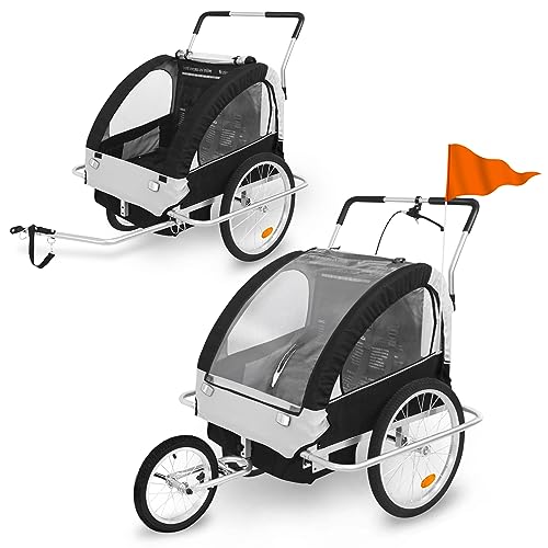 ACXIN Kinderanhänger Fahrradanhänger Klappbar Fahradanhaenger Kinder für 1 bis 2 Kinder, mit Schiebedach und Netzfenster, 5-Punkt Sicherheitsgurt, max. 40kg, 140 x 90 x 110cm