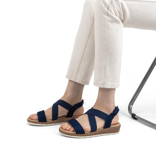 Image of VJH confort Women's Flat Sandals, Comfort Slip-on Elastic Ankle Strap Slingback Light Weight Casual Walking Sandals