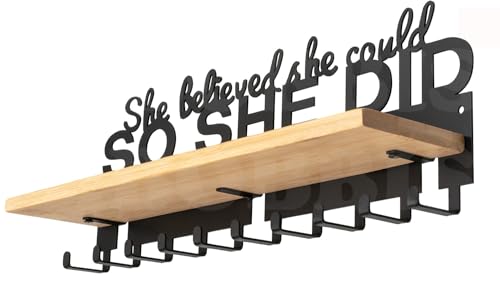 iBobbish Premium Medal Hanger Display Trophy Shelf She believed she could SO SHE DID Upgraded Trophy and Medal Display Shelf for Wrest gymanstics Race Soccer