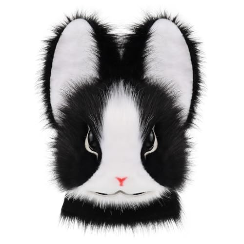 hbbhml Bunny Mask Faux Fur Animal Rabbit Head Plush Masks Cosplay Costume Props for Easter Halloween Party