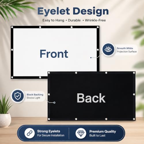 Image of Eyelet Projector Screen 96 Inch (195 cm W x 146 cm H /6.40 FT W x 4.80 FT H) 4:3 Aspect Ratio 1.2 Gain Matte White Full HD 1080P UHD 3D 4K & 8K