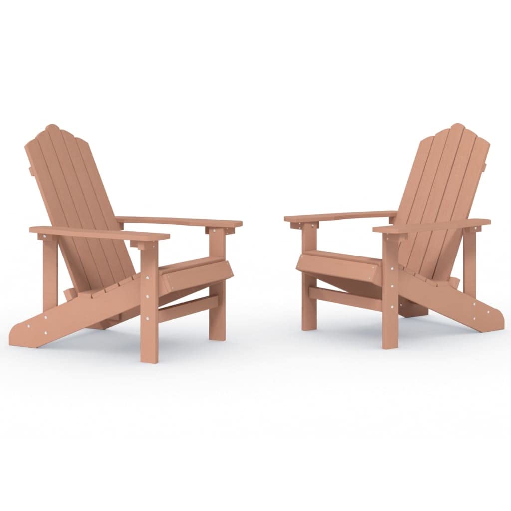 vidaXL 2X Sillas de Jardín Adirondack Asiento Butaca Sillón con Reposabrazos Patio Terraza Balcón Piscina Muebles Exterior HDPE Marrón