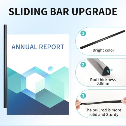 Image of Binditek Clear Report Covers with Sliding Bars, 70 Sheet Capacity, 200 Pack