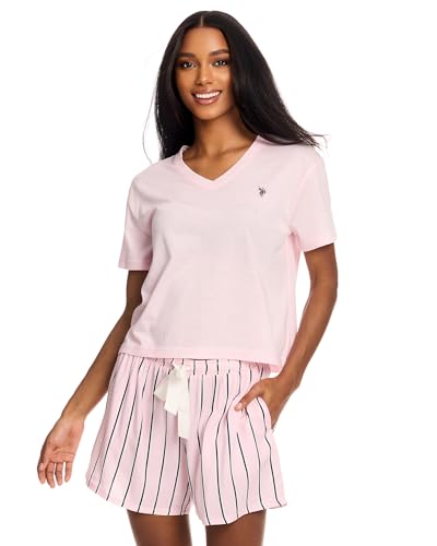 U.S. Polo Assn. Summer Pajamas for Women 2 Piece T-Shirt and Shorts Loungewear- Summer PJs for Women Set
