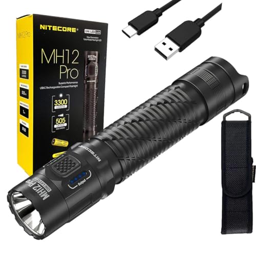 Nitecore MH12 PRO MH12 PRO Rechargeable Flashlight -3 300 Lumens w/and Eco Sensa USB-C Charging Cable