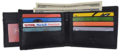 Men's Real Leather Wallet Credit Debit Card Holder RFID Blocking Removable ID Bifold Wallets for Men Gift Box (Black)3