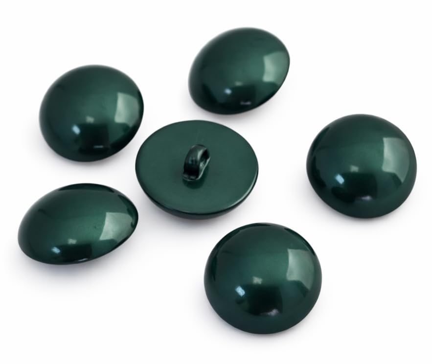 MajorCrafts 8pcs 28mm High-Grade Acrylic Large Round Mushroom Shank Sewing Buttons (Dark Green)