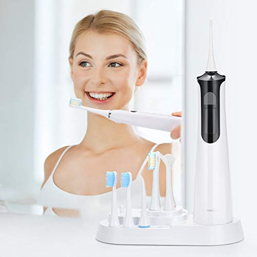 Liberex Water Flosser and Sonic Electric Toothbrush Combo - Family Oral Care Teeth Cleaner Set with USB Wireless Rechargeable Dock, 8 Multifunctional Jet Tips and Brush Head for Braces Teeth Cleaning
