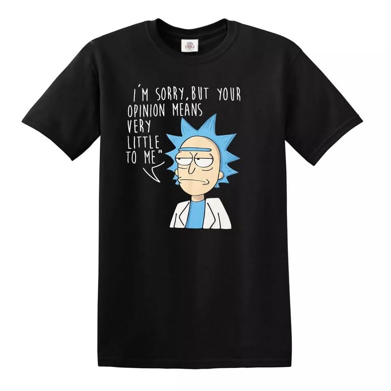 Camiseta para hombre 'I'm Sorry But Your Opinion' Rick and Morty Spoof American Anime Top, camiseta negra, L