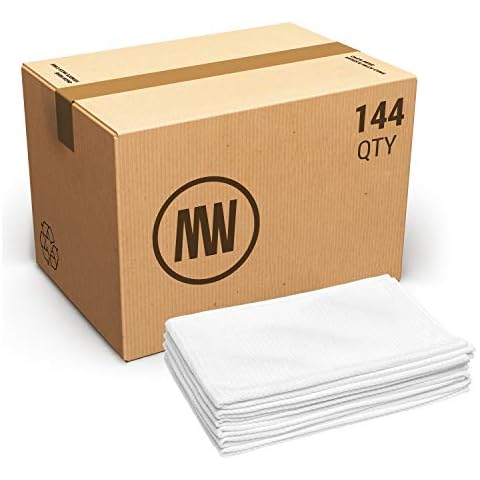 Kitchen Towels - Bulk Microfiber Waffle Weave Towels | 16 x 24 in. (144 Count) | Absorbent,No Lint, Thick, Reusable, Commercial, Soft, Hand, Tea, Bar, Sublimation Blank, Polyester Cloths | White Cover