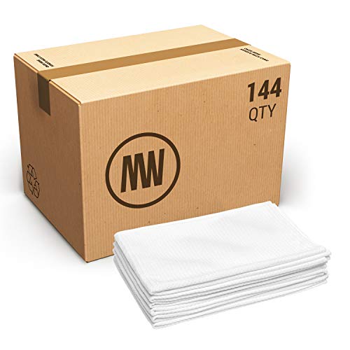 Kitchen Towels - Bulk Microfiber Waffle Weave Towels | 16 x 24 in. (144 Count) | Absorbent,No Lint, Thick, Reusable, Commercial, Soft, Hand, Tea, Bar, Sublimation Blank, Polyester Cloths | White