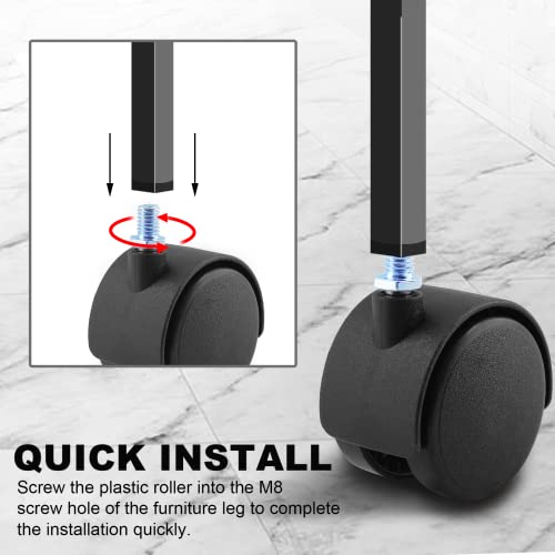 Litoexpe LIT220928003 4Pcs 2 Inch Plastic Caster Wheel, Black M8 X 13Mm(Around 5/16 Inch X 1/2") Swivel Stem Caster Wheel Workbench Caster thumb #4