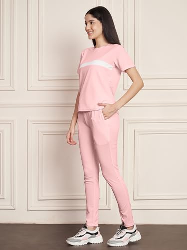 Image of DTR FASHION Polyester Blend Front Taped Tracksuit | Night Wear Suit For Women