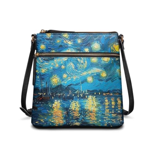 Image of Leather Purses for Women, Leather Hobo Bags for Women Travel Sling Purse Triple Zippered Pockets Shoulder Bag