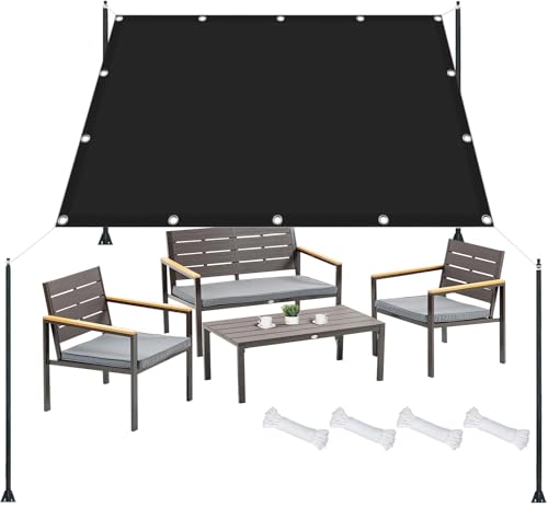 Ombrellone da giardino 200 x 300 cm, impermeabile, protezione UV 98%, resistente agli strappi, tettoia ombreggiante con occhielli e corda per terrazza e balcone, colore nero
