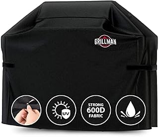 Grillman Grill Cover, Gas BBQ Cover fits Weber BBQ, Brinkmann, Char Broil, Outback & more - Large BBQ Cover Waterproof, Heavy Duty, Windproof, Rip-Proof & UV Resistant (183 L x 66 W x 130 H cm, Black)