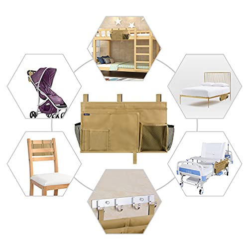 Image of Surblue Caddy Hanging Organizer Bedside Storage Bag for Bunk and Hospital Beds (Khaki)