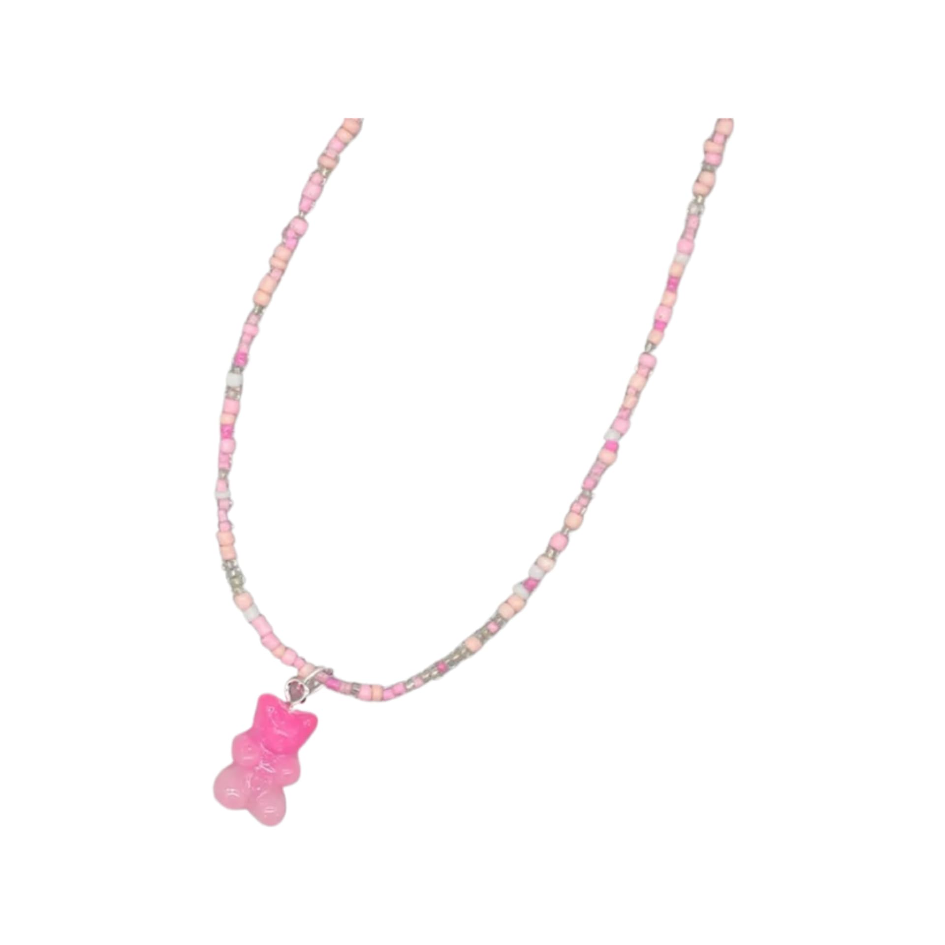 TXQHD Accessori orsi Donne, Amante della Boemia Colotto Rice in Rilievo, Gioielli Orso gommoso, Fascino dell'orso, Collana di Panda per Ragazze,