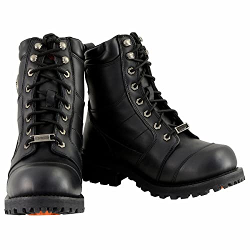 Milwaukee Leather Men's Classic Black Leather 8-inch Lace-Up Logger Motorcycle Rider Boots MBM9030-10.52