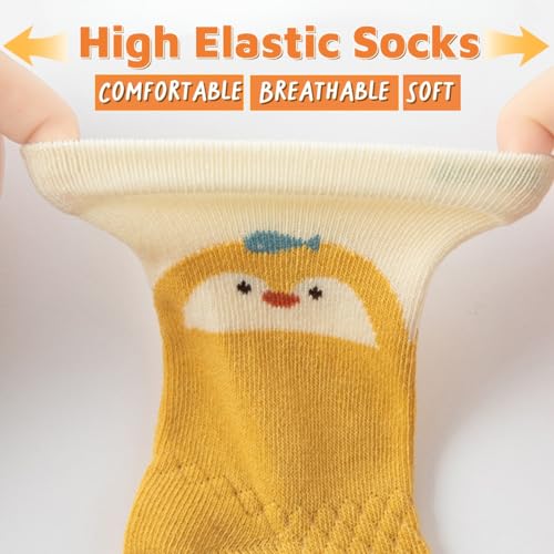 4 Pairs Toddler Baby Girl Boy Kids Socks, Cute Animal Bear Soft Cotton Crew Socks, 0~5T (B,Medium)4