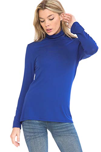 Image of Women's Lightweight Long Sleeve Turtleneck Top Pullover Sweater (S-3XL)