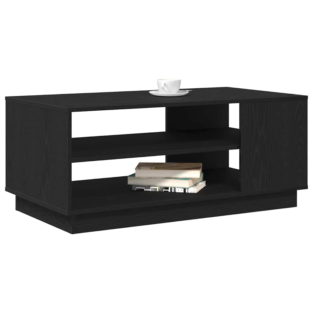 Mesa de centro moderna de madera de roble con 2 estantes, soporta hasta 30 kg