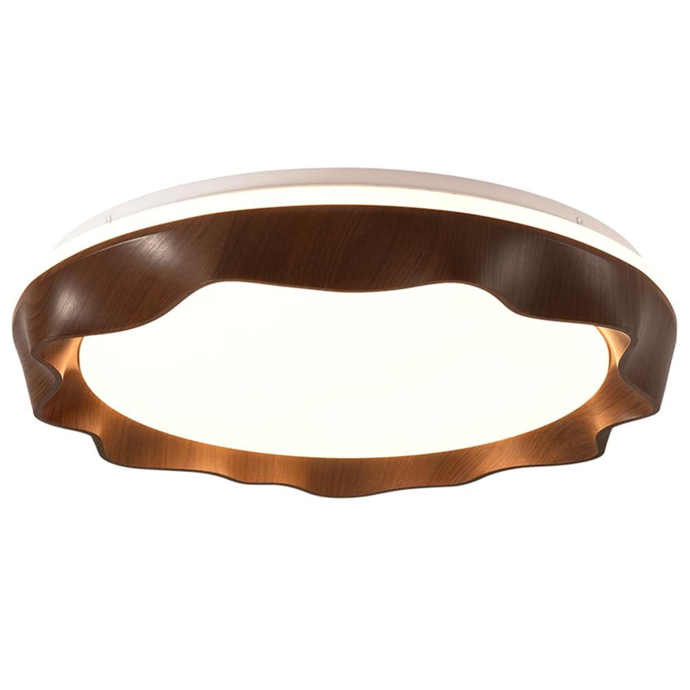 JXYDJH Walnut Wood Grain Lamp Shade Flush Mount Round Ceiling Lighting Fixture for Closet LED Ceiling Lamp Dimmable 3CCT Flush Mount Bedroom Lamp for Hallway Kitchen Entryway Bathroom 20.8in