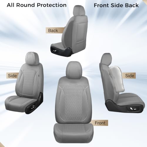 Image of Coverado Car Seat Covers for Front Seats, Leather Seat Covers for Cars, Waterproof Automotive Car Seat Protectors, Front Car Seat Cushions Driver Seat Covers Universal Fit for Most Cars, Gray